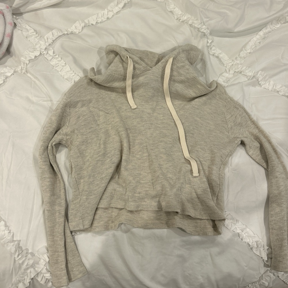 Women's Beige Cropped Hoodie